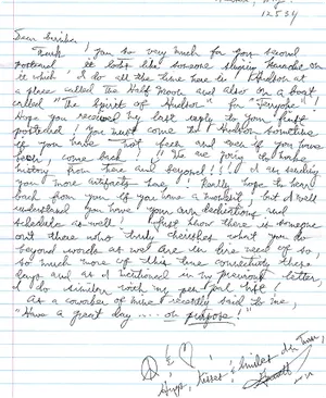 Handwritten full-page fan letter to Svinka dated December 2024